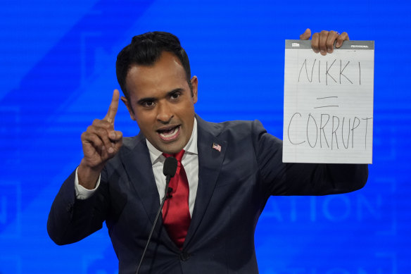 Businessman Vivek Ramaswamy during a Republican candidate debate in December.