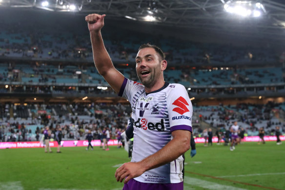 Cameron Smith on the Melbourne Storm victory lap.
