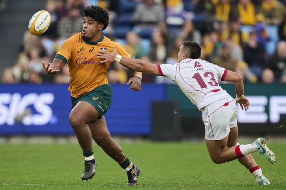 Isaac Kailea playing for the Wallabies against Georgia.