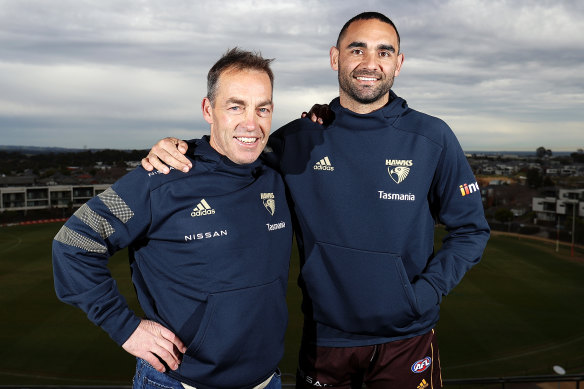 Hawthorn greats Alastair Clarkson and Shaun Burgoyne on Friday, ahead of their last outings for the club.