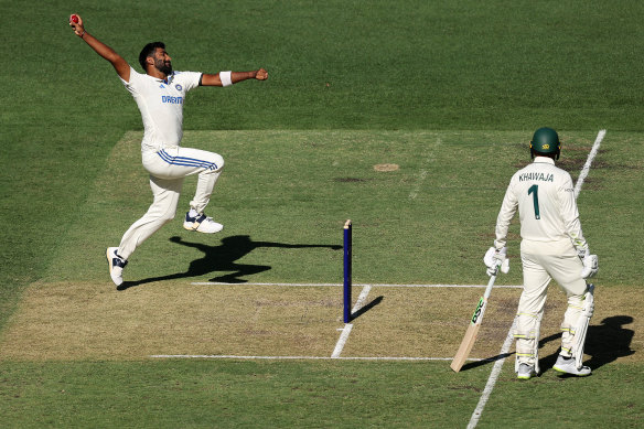 Jasprit Bumrah loads up.
