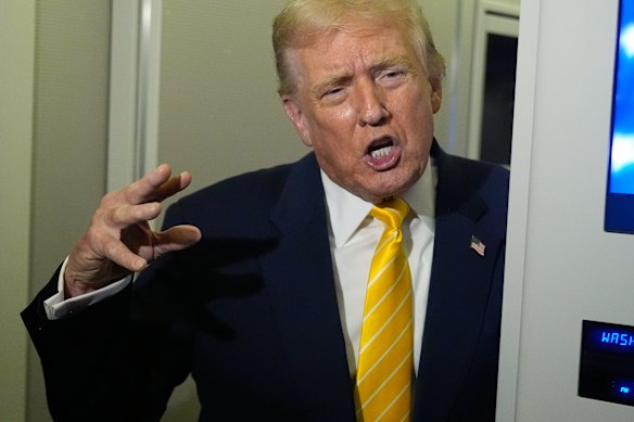 Donald Trump on board Air Force One last week, where he told a female reporter “quiet, piggy”.