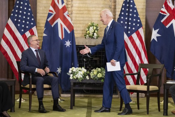 Prime Minister Anthony Albanese and President Joe Biden the Quad leaders’ summit in Tokyo last month.