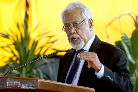 New Timor-Leste Prime Minister Xanana Gusmao delivers a speech during his inauguration in Dili in July.