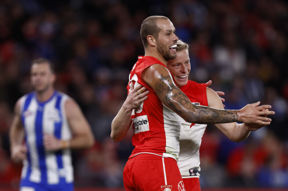 Lance Franklin kicked four goals after a quiet start.