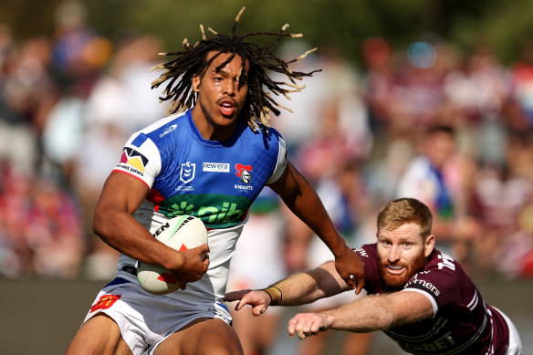 Newcastle’s Dominic Young scored four tries in Mudgee on Saturday.