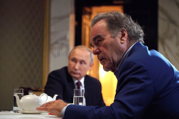 Oliver Stone during his interview with Russian President Vladimir Putin at the Kremlin in 2019. 