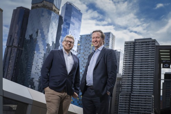 Former Fortescue executives Bart Kolodziejczyk (left) and Michael Masterman want to build a $3.2 billion green iron ore processing plant in the Pilbara within five years.