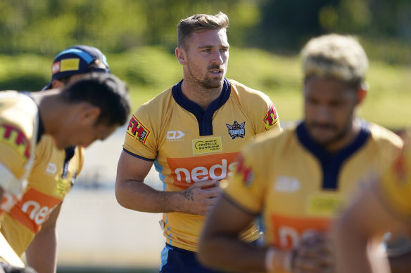 Bryce Cartwright's Gold Coast Titans are sponsored by bookmaker Neds, one of several tie-ins the NRL has with the gambling industry.