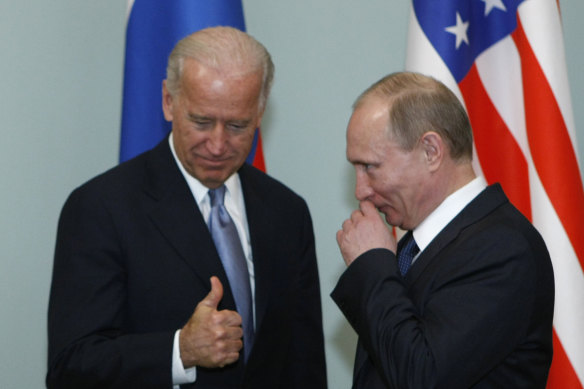 US President Joe Biden, left, and Russian President Vladimir Putin, pictured in Moscow in 2011.