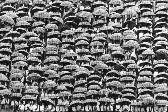 Rain falls during the opening ceremony for the 1986 Commonwealth Games in Edinburgh.
