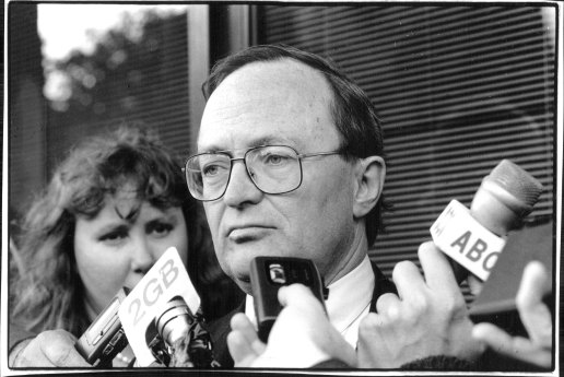 John Mant, acting commissioner of ICAC during doorstop at Redfern, May 11, 1994. 