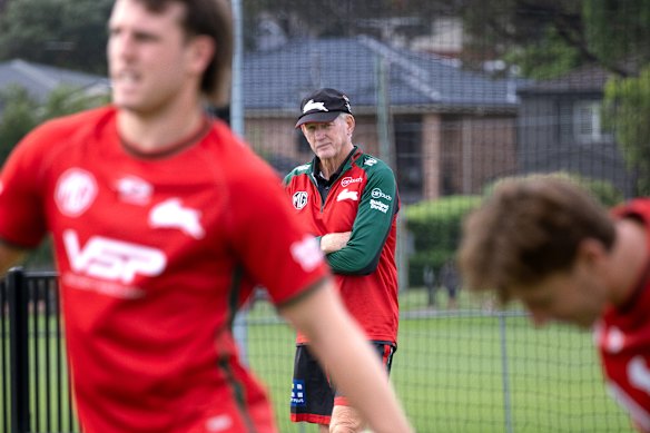 Wayne Bennett watches on at Souths training.