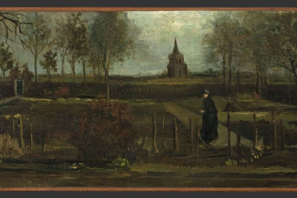 Vincent van Gogh's painting The Parsonage Garden at Nuenen in Spring (detail).