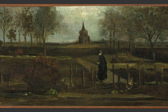 Vincent van Gogh's painting The Parsonage Garden at Nuenen in Spring (detail).