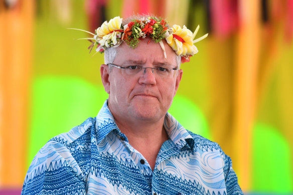Scott Morrison arrives in Tuvalu.