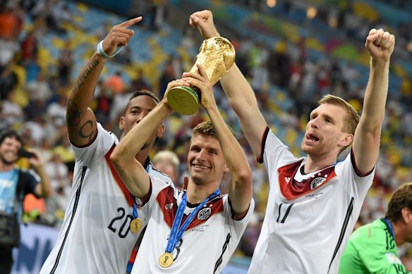 Thomas Muller lifts the World Cup in 2014.