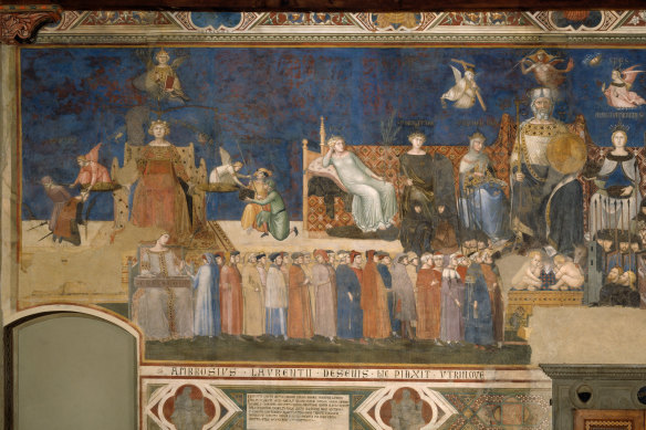Hisham Matar was mesmerised by Ambrogio Lorenzetti's Allegory of Good Government (detail).