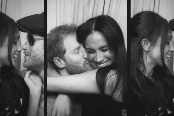 Prince Harry and Meghan, Duke and Duchess of Sussex, in an image released by Netflix.