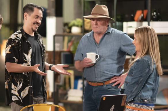 From left, artist Abdul Abdullah with participant Ray and Space 22 host Natalie Bassingthwaighte.