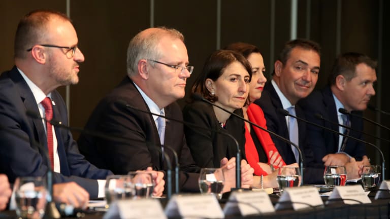 NSW Premier Gladys Berejiklian with Prime Minister Scott Morrison and other state and territory leaders at COAG earlier this week. 