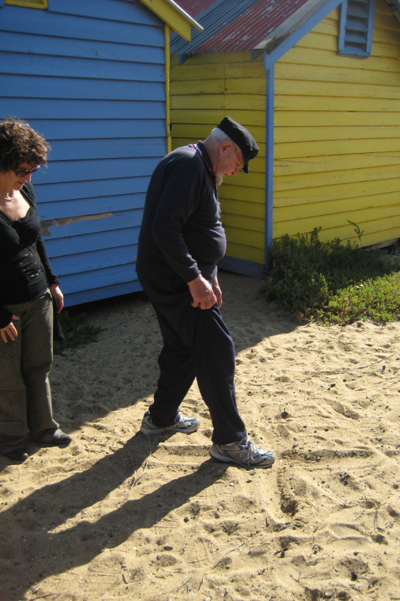 Ronald "Dixie" Lee shows Eve Ash the spot behind the bathing sheds at Brighton where Eve was conceived.