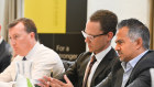 Stockland’s Tarun Gupta, right, says he his company has cut land sizes by about 15 per cent to make them more affordable.