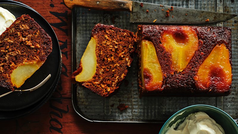 Upside-down pear and parkin loaf cake (australia) — SMH