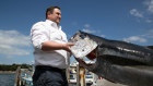 Peter Manettas, CEO of ShoreTrade with a large tuna in Pyrmont.