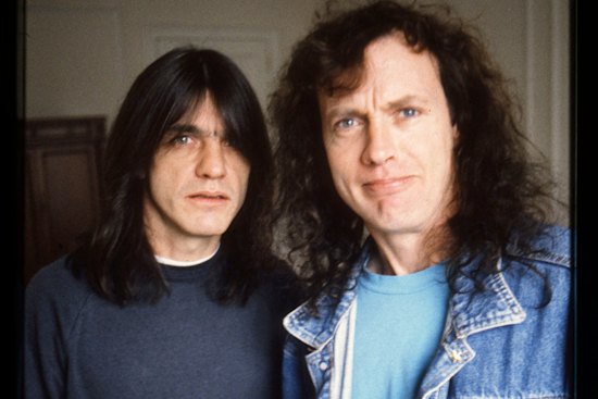 AC/DC’s founding brothers Malcolm and Angus Young (from left) in 1992.