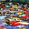 Generic houses, suburbia, rooftops, Melbourne. Digital treatment of Wayne Taylor photo by Matt Davidson