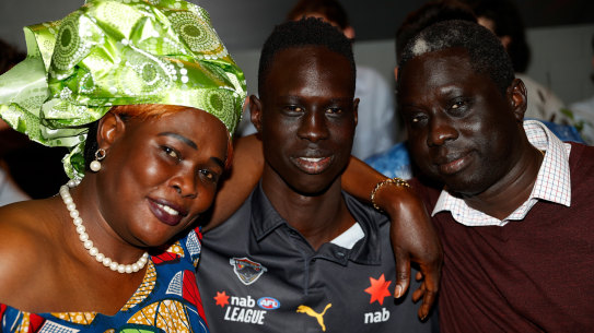 Mac Andrew with his family on draft night.