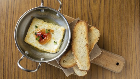 Grilled feta with chilli jam.