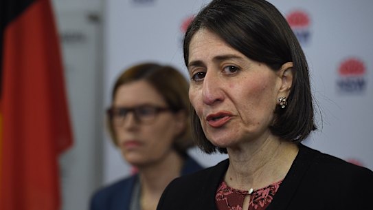 NSW Premier Gladys Berejiklian during the daily coronavirus COVID-19 briefing at Sydney Olympic Park, Sydney, NSW. 2nd September, 2020. Photo: Kate Geraghty 