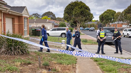 Police at a Werribee home where a man was fatally wounded.