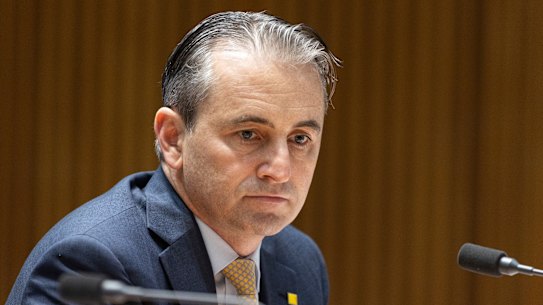Commonwealth Bank chief executive Matt Comyn at a hearing in Canberra on Thursday.