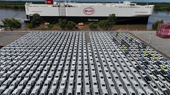 El transportador de automóviles BYD Zhengzhou en Argentina a principios de año.