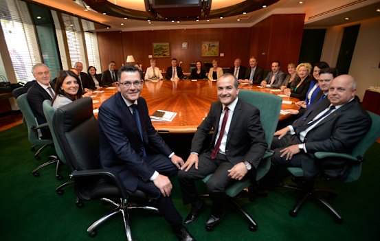 The first meeting of cabinet for newly elected Andrews government in 2014.