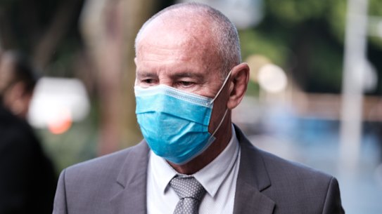 Chris Dawson outside the NSW Supreme Court in July on the last day of his trial.