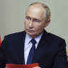 Russian President Vladimir Putin leads a meeting with Russian Security Council’s members.