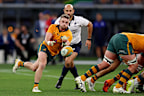 Ryan Lonergan takes on the Springboks in Perth. He has become a key player for the Wallabies in a short period of time.