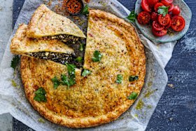 Neil Perry's Italian-style spinach and bacon pie recipe.