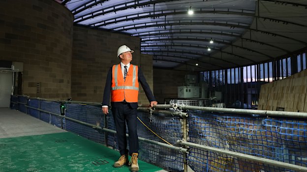 Executive project director Wayne Hitches views construction of Anzac Hall at the Australian War Memorial.