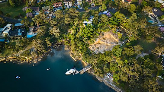 The Rose family property is set on the largest privately held waterfront parcel in Mosman.