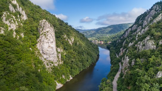 The head of King Decebalus in the Danube Gorges, Romania.