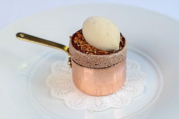 The signature chocolate souffle, now spiked with Fernet Branca.
