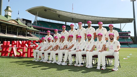 Australia pose for a photo before the fourth Ashes Test. 