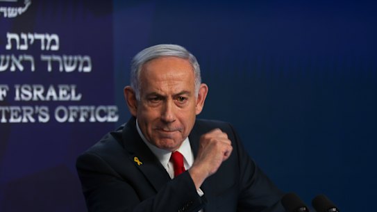 Israeli Prime Minister Benjamin Netanyahu speaks during a press conference in Jerusalem last month.