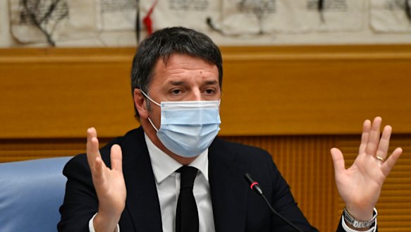 Italian Senator, former premier and head of the political party 'Italia Viva' (IV), Matteo Renzi holds a press conference after pulling his party out of the ruling coalition. 