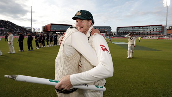 Steve Smith celebrates after the victory. 